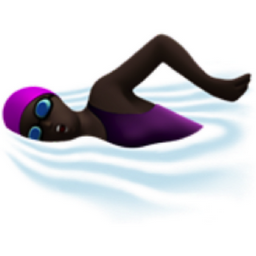 woman swimming: dark skin tone emoji