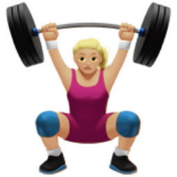 woman lifting weights: medium-light skin tone emoji