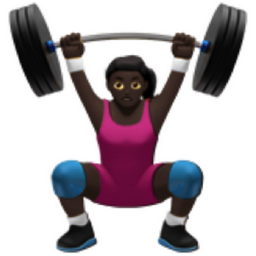 woman lifting weights: dark skin tone emoji