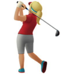 woman golfing: medium-light skin tone emoji