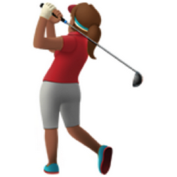 woman golfing: medium skin tone emoji