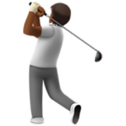 person golfing: medium-dark skin tone emoji