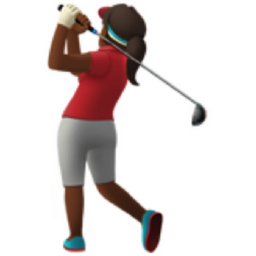 woman golfing: medium-dark skin tone emoji
