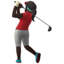 woman golfing: dark skin tone emoji