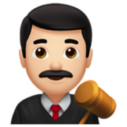 man judge: light skin tone emoji