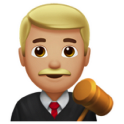 man judge: medium-light skin tone emoji
