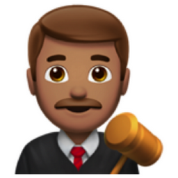 man judge: medium skin tone emoji