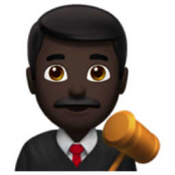 man judge: dark skin tone emoji