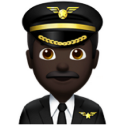 man pilot: dark skin tone emoji