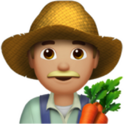 man farmer: medium-light skin tone emoji