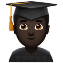 man student: dark skin tone emoji