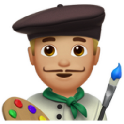 man artist: medium-light skin tone emoji