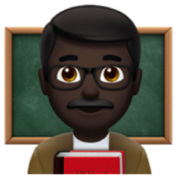 man teacher: dark skin tone emoji
