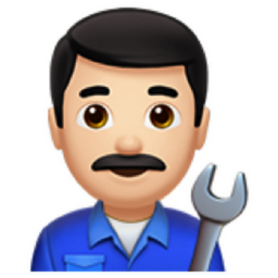 man mechanic: light skin tone emoji