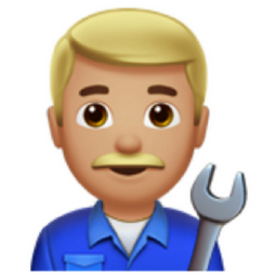 man mechanic: medium-light skin tone emoji