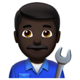 man mechanic: dark skin tone emoji