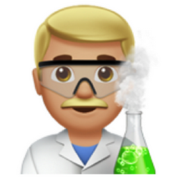 man scientist: medium-light skin tone emoji