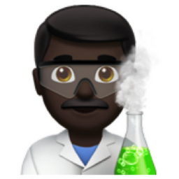 man scientist: dark skin tone emoji