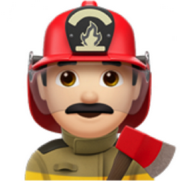 man firefighter: light skin tone emoji