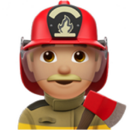 man firefighter: medium-light skin tone emoji