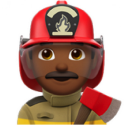 man firefighter: medium-dark skin tone emoji