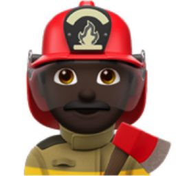 man firefighter: dark skin tone emoji