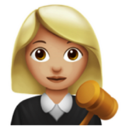 woman judge: medium-light skin tone emoji