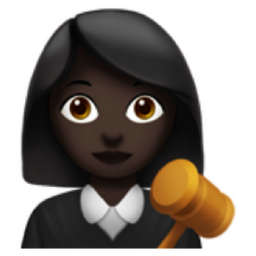 woman judge: dark skin tone emoji