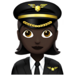 woman pilot: dark skin tone emoji
