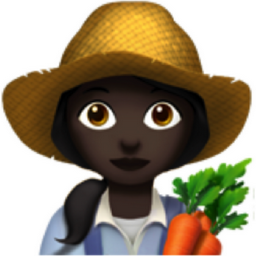 woman farmer: dark skin tone emoji