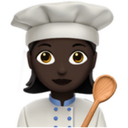 woman cook: dark skin tone emoji