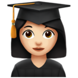 woman student: light skin tone emoji