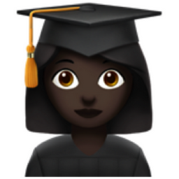 woman student: dark skin tone emoji