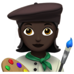 woman artist: dark skin tone emoji