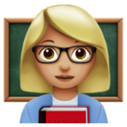 woman teacher: medium-light skin tone emoji