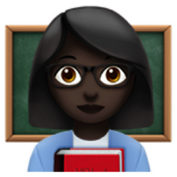 woman teacher: dark skin tone emoji