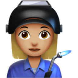 woman factory worker: medium-light skin tone emoji