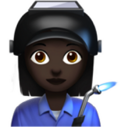 woman factory worker: dark skin tone emoji