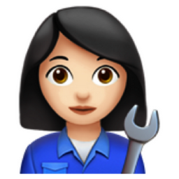 woman mechanic: light skin tone emoji