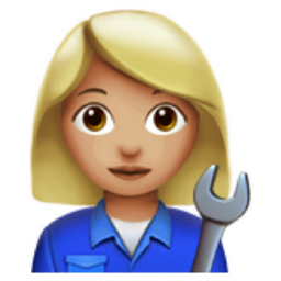 woman mechanic: medium-light skin tone emoji