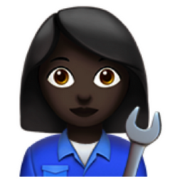 woman mechanic: dark skin tone emoji
