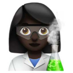 woman scientist: dark skin tone emoji