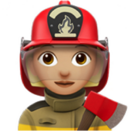 woman firefighter: medium-light skin tone emoji
