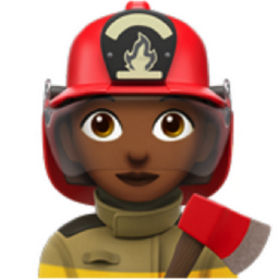woman firefighter: medium-dark skin tone emoji