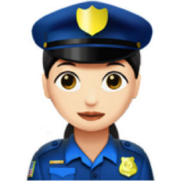 woman police officer: light skin tone emoji