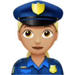 woman police officer: medium-light skin tone emoji