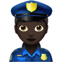 woman police officer: dark skin tone emoji