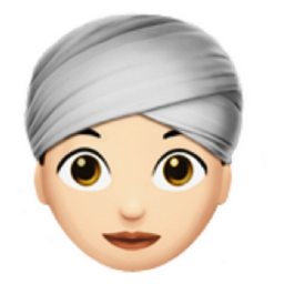 woman wearing turban: light skin tone emoji