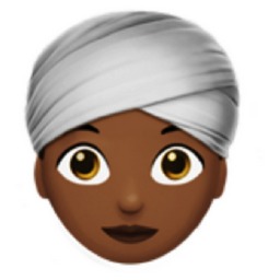 woman wearing turban: medium-dark skin tone emoji