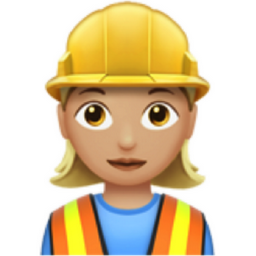 woman construction worker: medium-light skin tone emoji